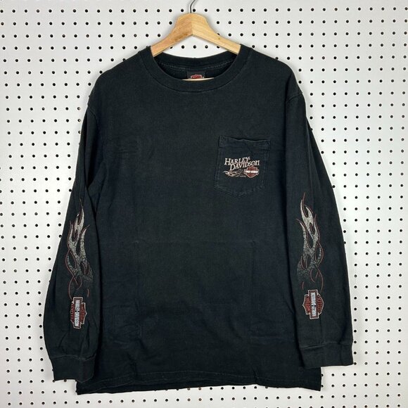 Harley Davidson Motorcycle Biker T Shirt Medium Colonel Rebel Ole Miss Black Y2K - Picture 4 of 7